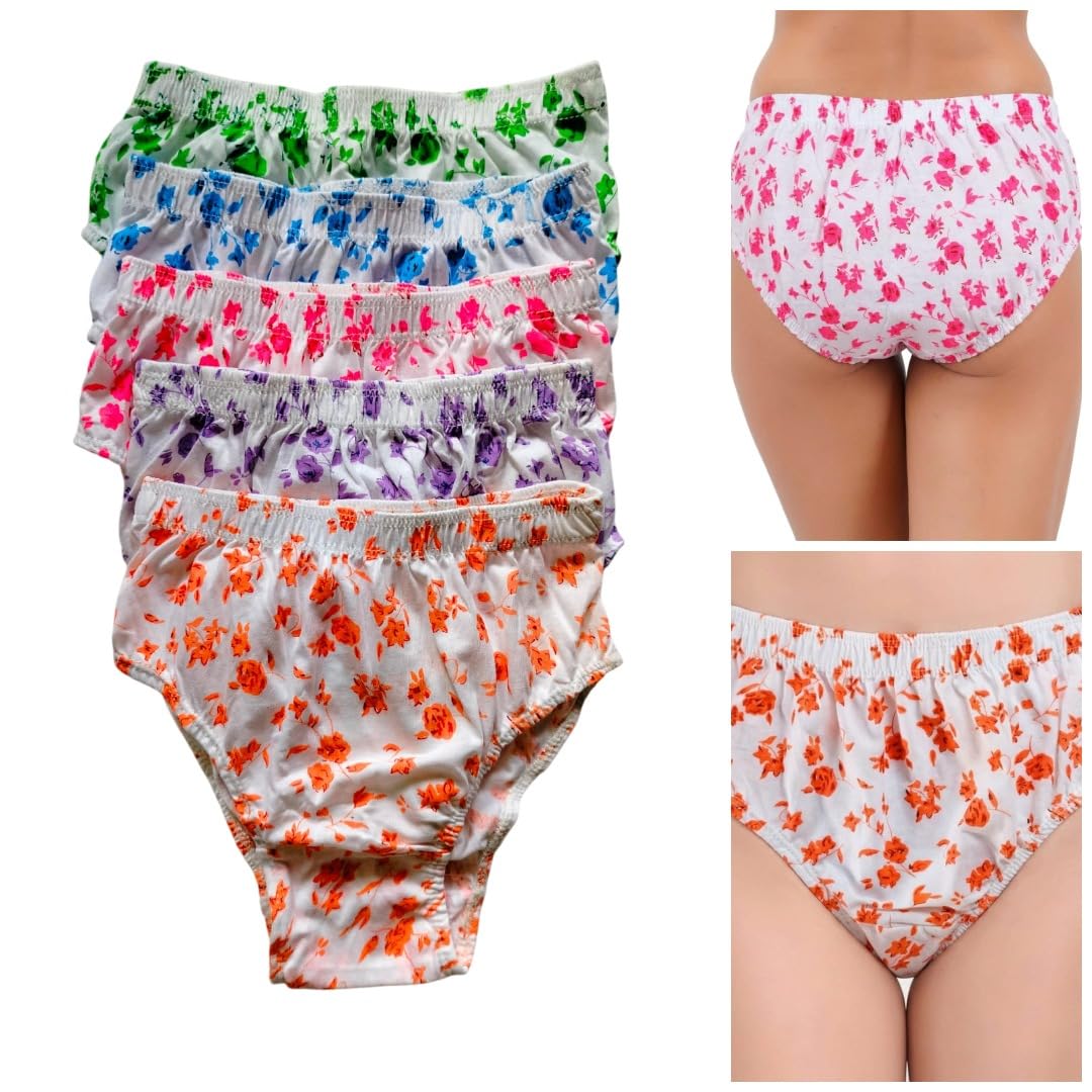 Women Printed Panties Pack of 5 | Soft Breathable Floral Print Briefs | Stretchable Everyday Comfort Underwear for Ladies & Girls-picture-24