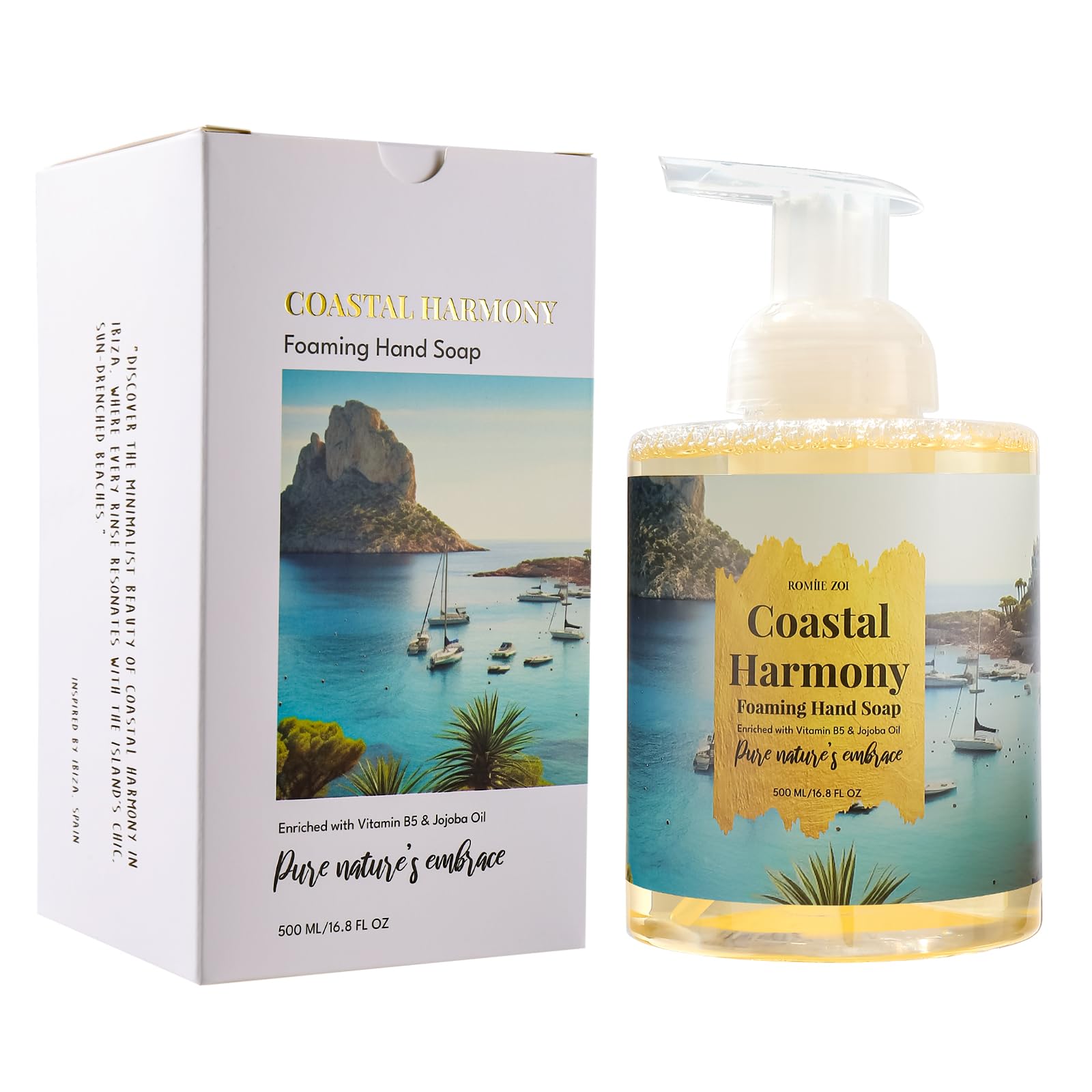 ROMIIE ZOI Ibiza Coastal Harmony Foaming Hand Soap - Island Breeze Scent, 500ml (16.8 fl oz)