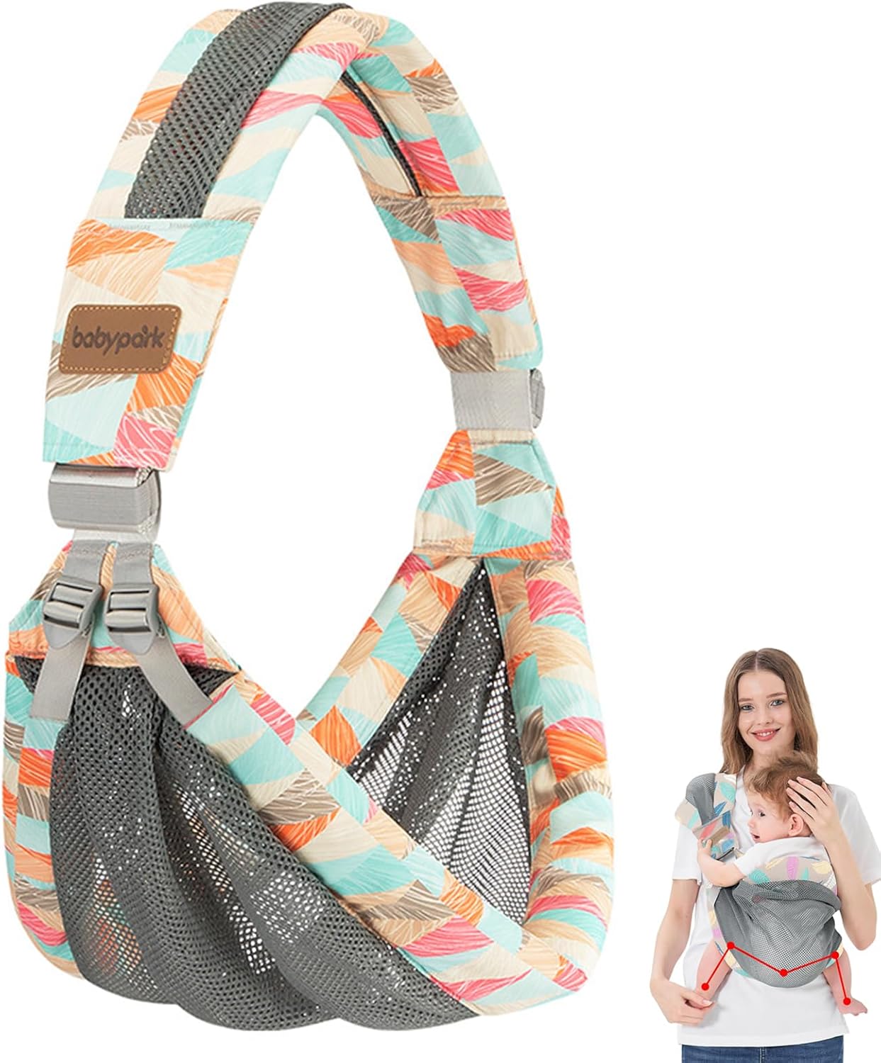 Baby Wrap Carrier Portable Breathable Baby Carriers from Newborn Mesh Fabric Toddler Sling Adjustable Sling Toddler Carrier Wrap for Newborn Up to 0-36 Months Baby Sling Carrier