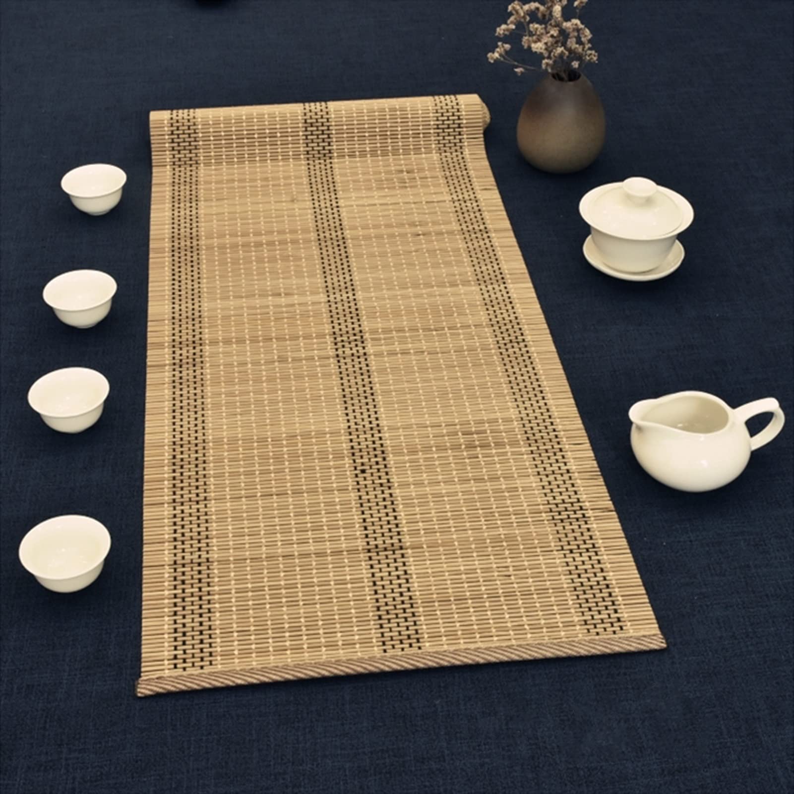 Camino de Mesa Camino De Mesa Natural/Manteles Individuales De Bambú Resistentes Al Calor/Tapete De Mesa Antideslizante Japonés - Fácil Limpieza Y Aislamiento, para Cocina Comida Boda Decoración