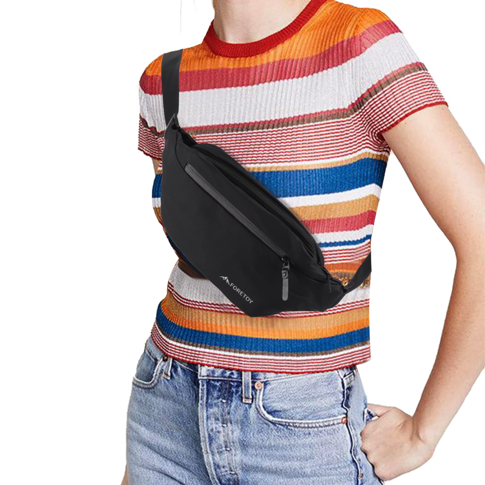 FORETOY Riñonera Mujer Hombre,Riñonera Impermeable Bolso de Cintura Deportiva con 4 Bolsillos, con Botella para Running Marcha Bici Viajes Correr Senderismo al Aire Libre Deporte