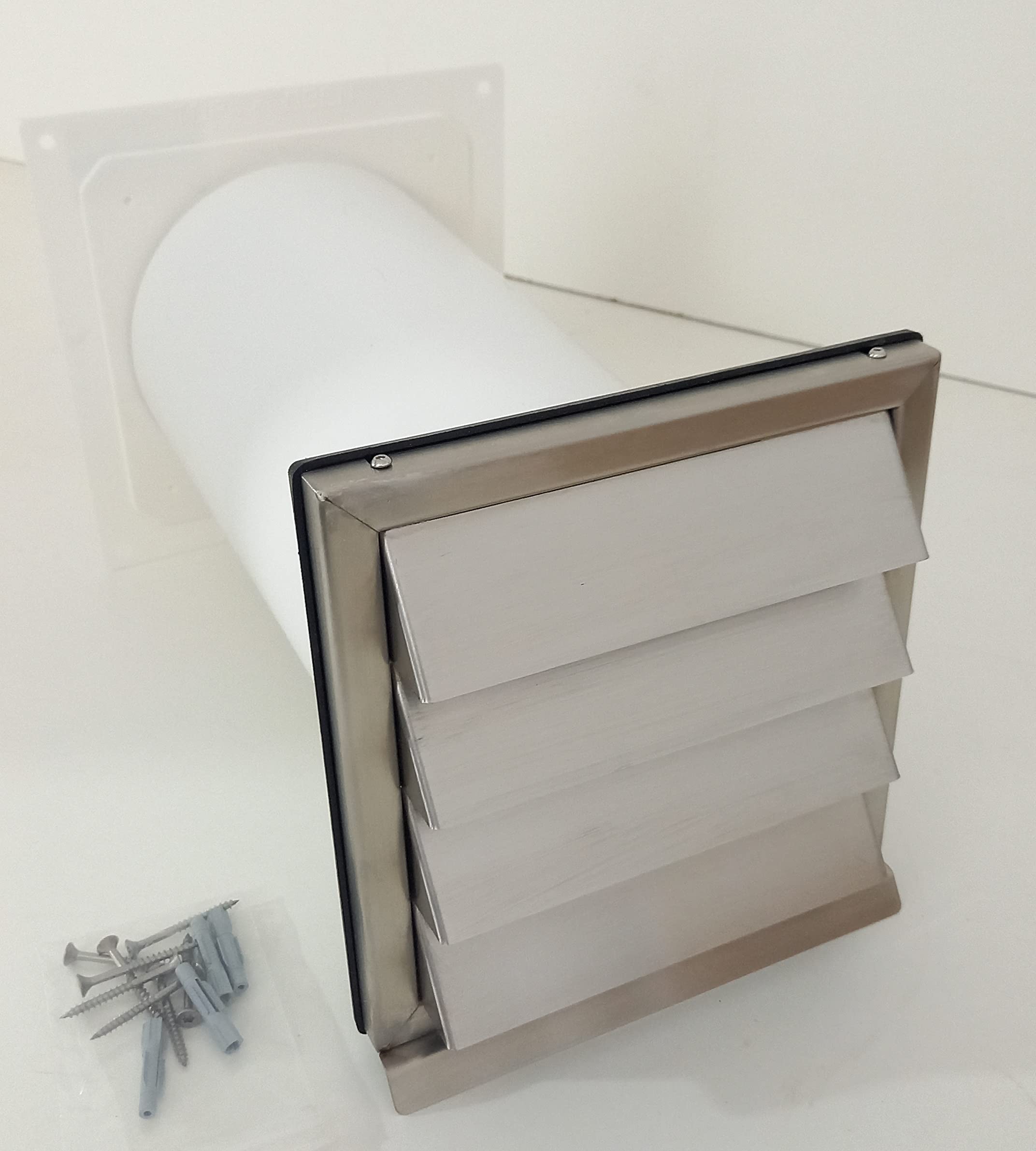 VentilationNord Energiespar Edelstahl Mauerkasten Ø150 mit zwei Rückstauklappen