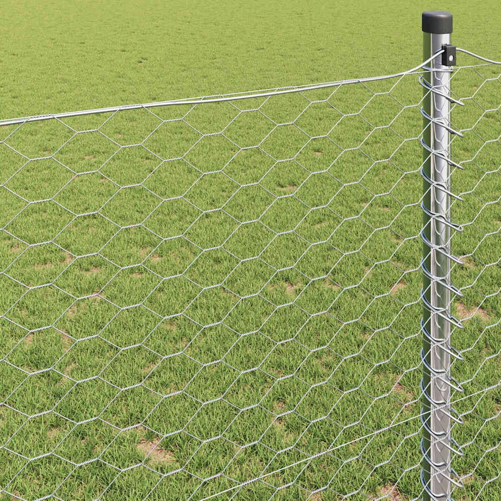Genérico Cerca Hexagonal Plateado 1,6 x 50 m Acero galvanizado,Bricolaje,Vallas de jardín,Paneles de Vallas,Plata,42005735