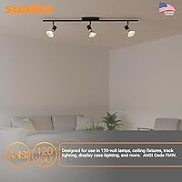 Vista 9 de Sunlite Bombilla halógena 40712 MR16, 35 vatios, inundación de 38°, 120 voltios, vida útil de 2000 horas, regulable, base GU10, protector