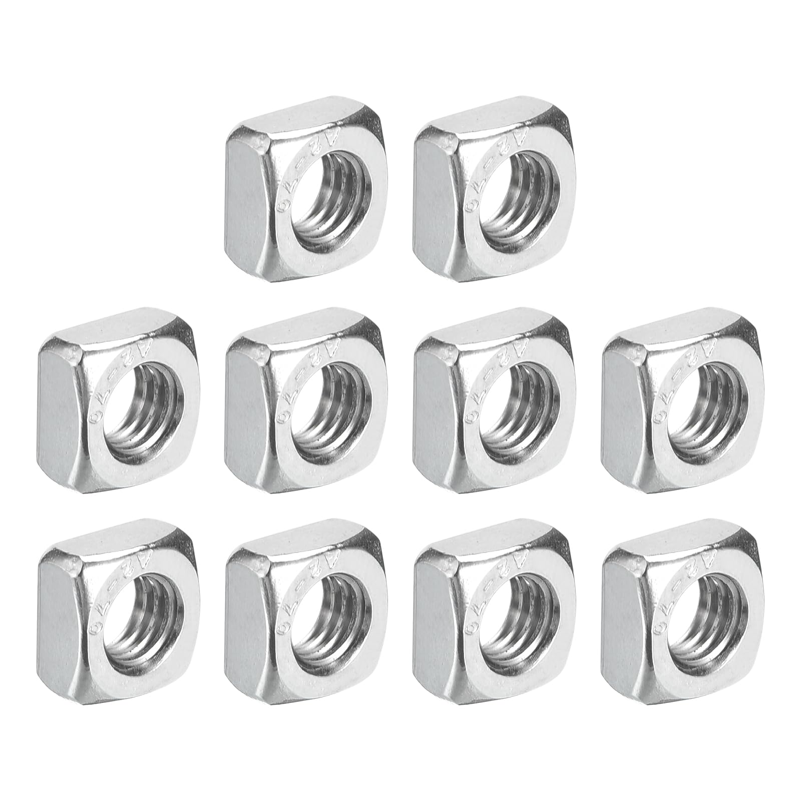 uxcell M5-0.8x4 Square Nuts, 304 Stainless Steel Coarse Thread Square Nuts Fasteners for Home Repairs and Professional Engineering, Silver, 10pcs