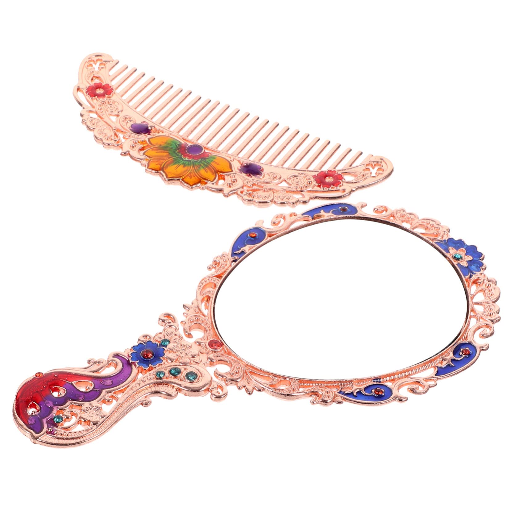 Miroir de maquillage portable pour femme avec peigne de coiffure intégré