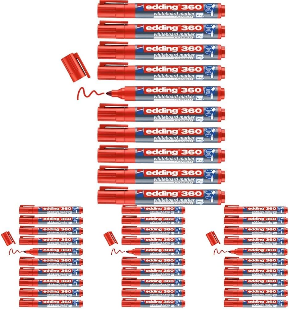Edding E-360 Fine Tip Board Marker 10-Piece Set, Red
