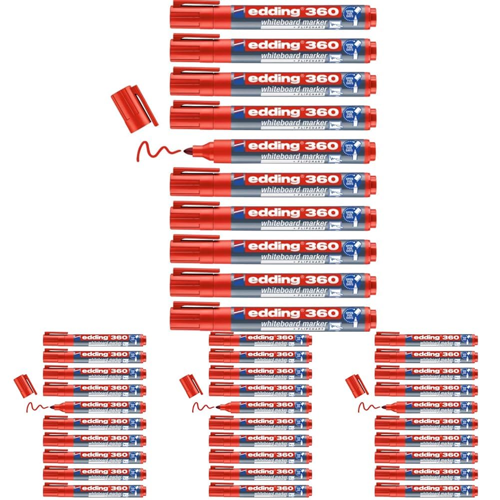 Edding E-360 Fine Tip Board Marker 10-Piece Set, Red
