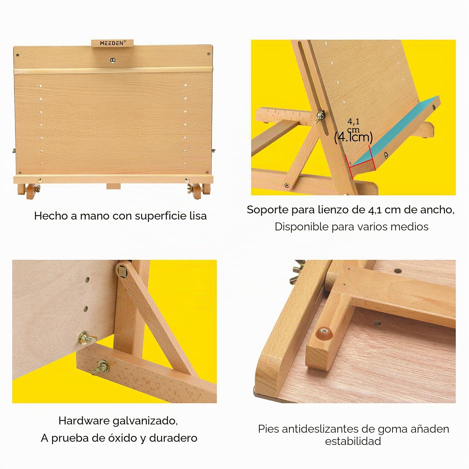 MEEDEN Caballete grande de madera de haya maciza con marco en forma de H ajustable para artistas, adolescentes y pintores, para lienzo de hasta 58,4 cm