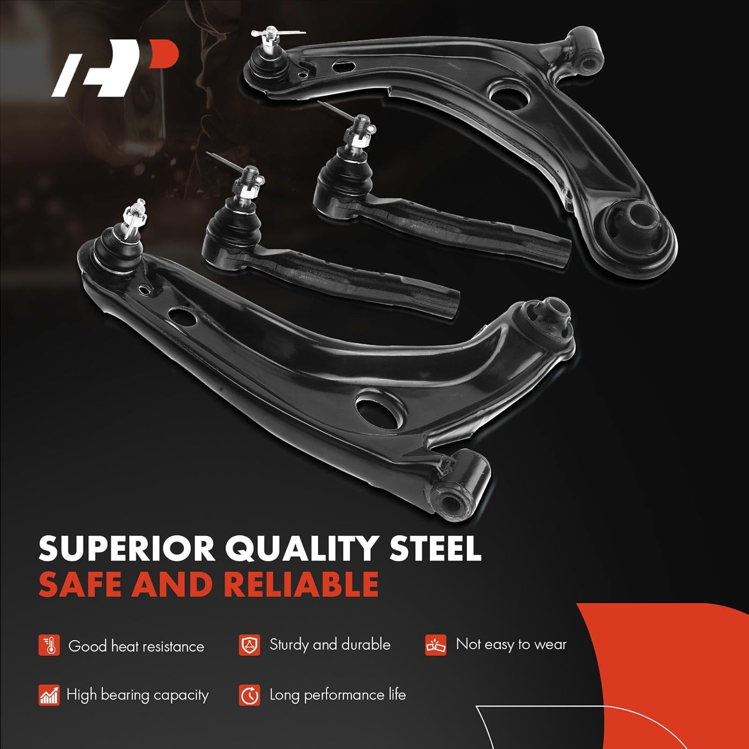 A-Premium Set of 4, Front Lower Control Arm, Outer Tie Rod End, Compatible with Toyota Prius C 2012-2019, Toyota Yaris 2006-2014