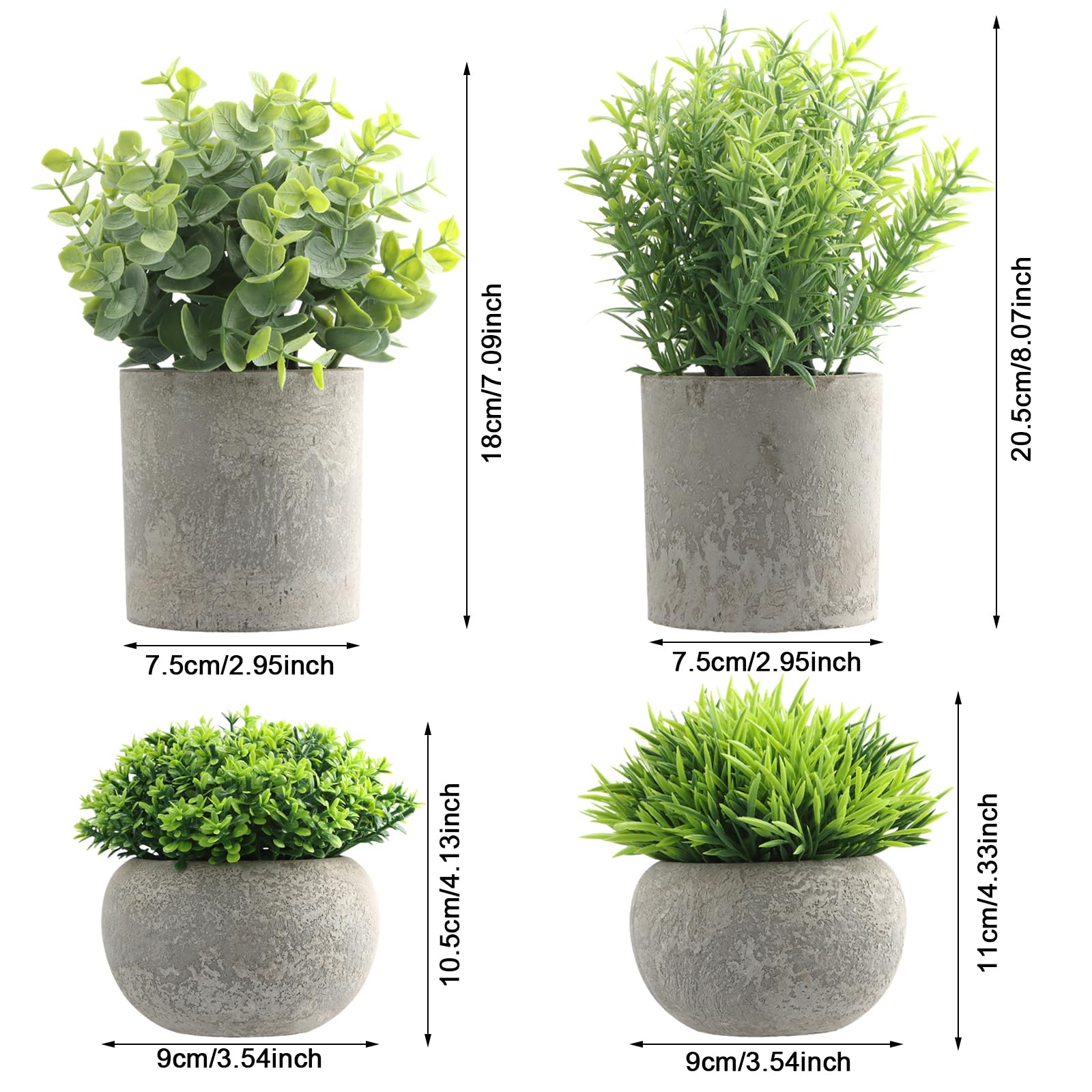 4 Pezzi Mini Piante Artificiali in Vaso, Pianta Finta da Interno, Piccolo Piante Artificiali per Ufficio Bagno Davanzale Soggiorno Balcone Decorazione
