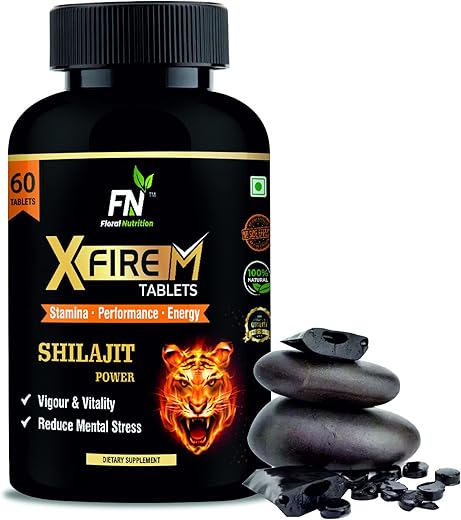 Floral Nutrition X-FireM Himalayan Shilajit, Ashwagandha, Safed Musli, Gokshura, Shatavari & Ginseng – 60 Tablets