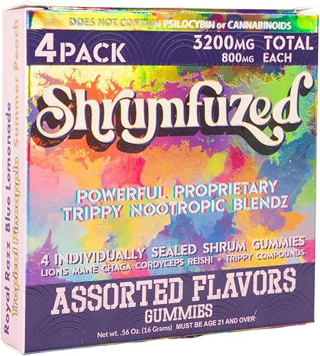 Miniatura 3 de Gomitas nootrópicas patentadas de 8000 mg - Mezcla de hongos nootrópicos de melena de león, Reishi, Chaga y Cordycep (4, surtido)