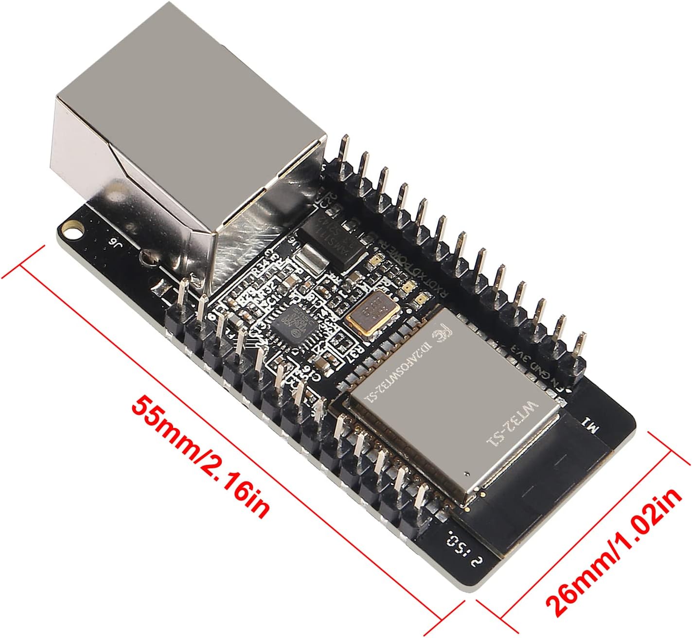 2 Pack WT32-ETH01 ESP32 Module Ethernet WiFi Bluetooth Development Board WT32-ETH01 Embedded Serial Port to Ethernet Converter Serial to WiFi&Bluetooth MCU Module