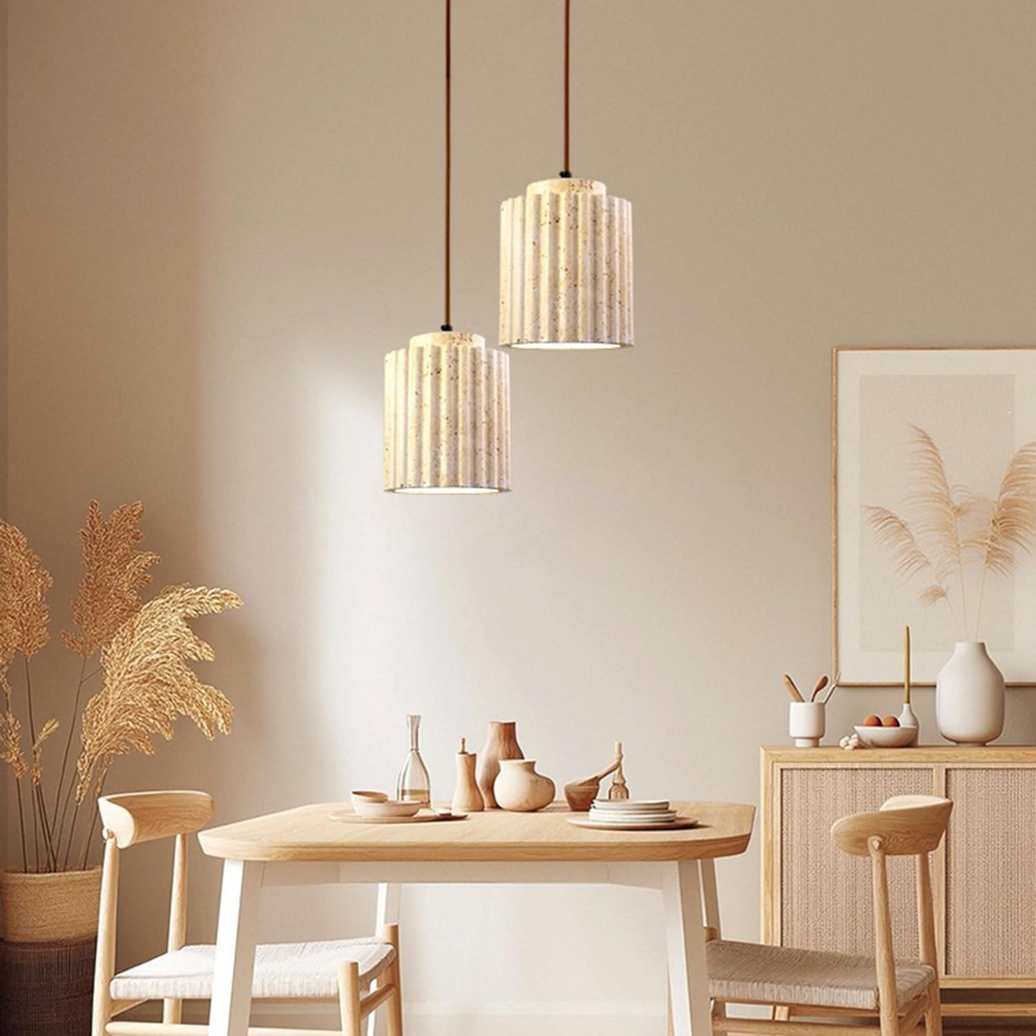 Lampadario in travertino naturale Illuminazione domestica Lampada