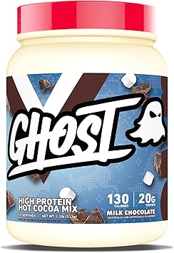 GHOST High Protein Hot Cocoa Drink Mix, Milk Chocolate - Creamy & Smooth Hot Chocolate Powder with 20g Hydrolyzed Whey Protein & Mini Marshmallows - Easy Mix Seasonal Drink - Gluten-Free