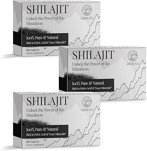 Tabletas de Shilajit de 30,000 mg, 100% Shilajit puro orgánico del Himalaya, Shilajit para hombres y mujeres ricos en ácido fúlvico y más de 85
