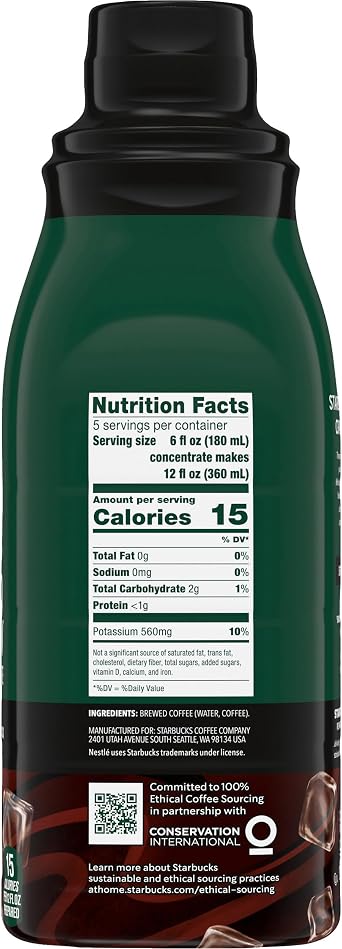 Starbucks Cold Brew Coffee Concentrate Signature Black, 32 fl oz Bottle
