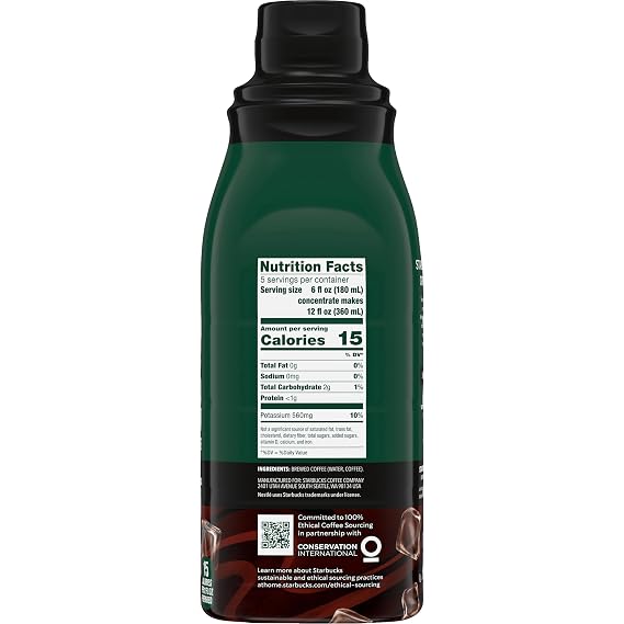 Starbucks Cold Brew Coffee Concentrate, Signature Black Iced Coffee, 32 fl oz