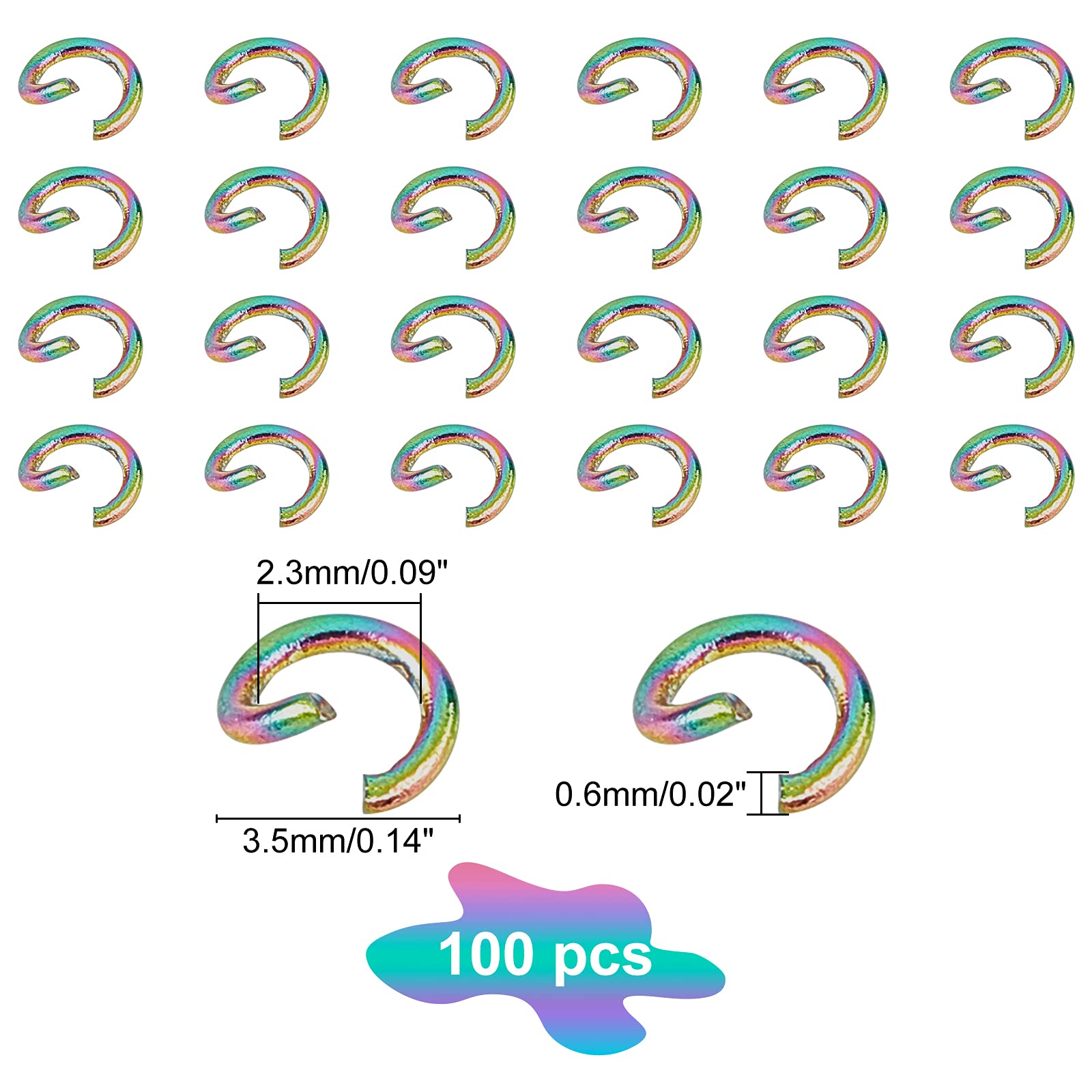 CHGCRAFT 100pcs Stainless Steel Jump Rings Vacuum Plating Jump Rings Open Rings for Women Stainless Steel not easy to allergic