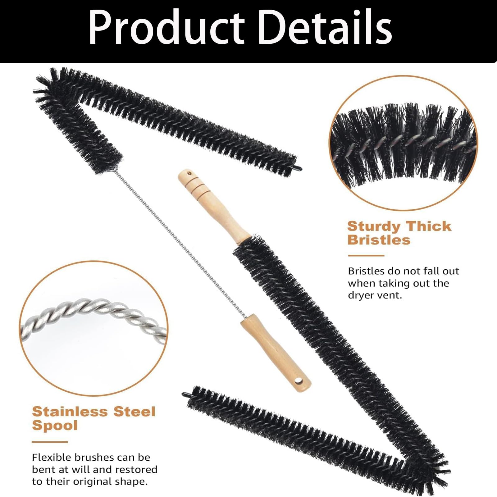2 Pack Radiator Cleaner Brush, Radiator Brushes For Cleaning, Radiator Cleaner Brush with Hanging Hook Loop Multi Purpose, Flexible, Efficient and Easy Cleaning of Home and Office (Black) - Image 3