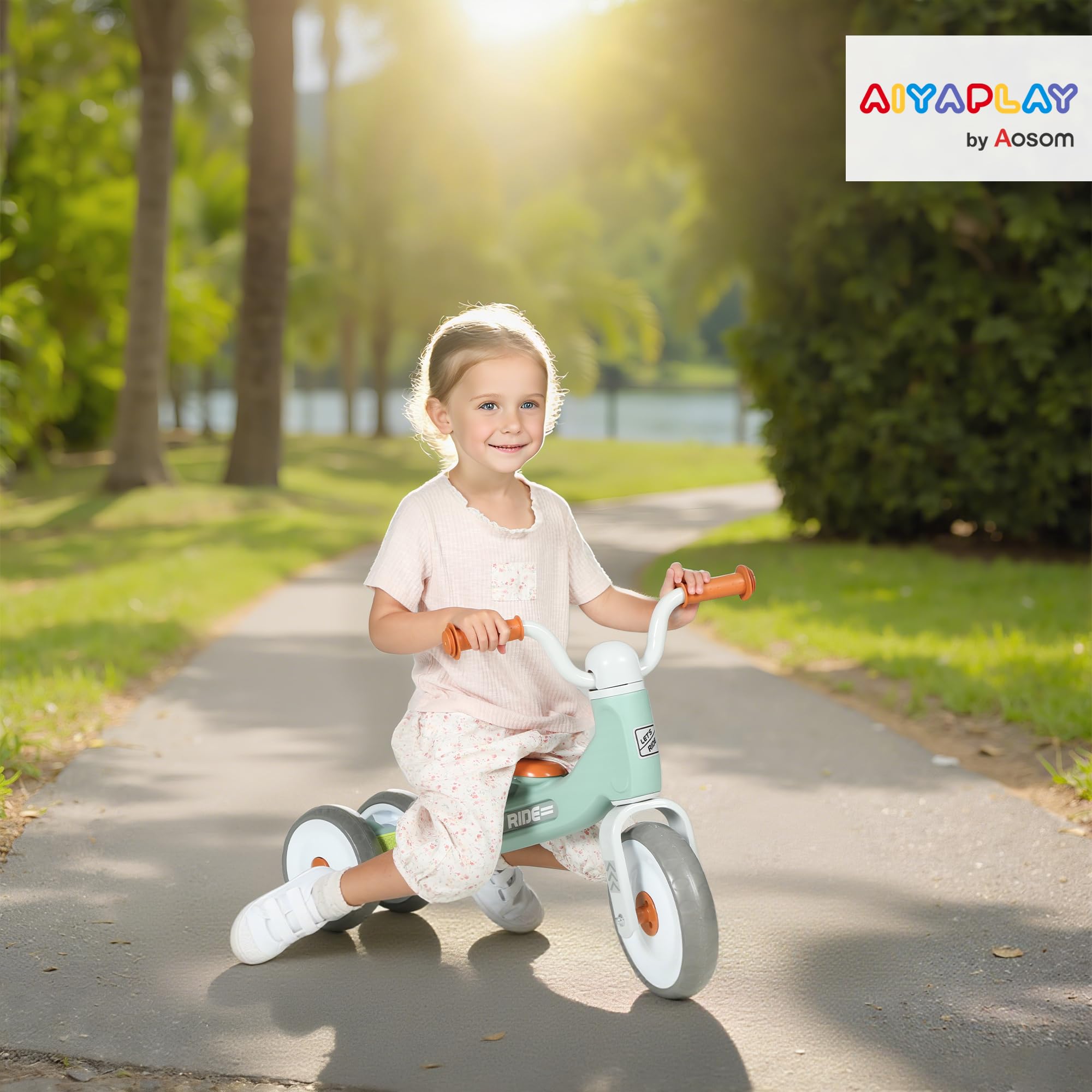 AIYAPLAY Bicicleta sin Pedales para Niños de 12 a 36 Meses, Bicicleta de Equilibrio con Ruedas Silenciosas y Resistentes a Pinchazos, Manillares con Giro Limitado a 60°