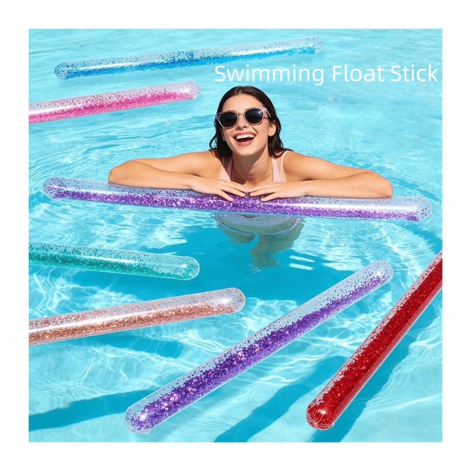 Poolnudel Hohl Schwimmnudel Tragbarer aufblasbarer Schwimmstab | Weicher PVC-Poolschwimmer, komfortabler See mit hohem Auftrieb