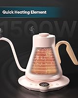 Vista 4 de Gooseneck Electric Kettle with ±1℉ Temperature Control for Pour Over Coffee & Tea, Quick Heating, BPA-Free Stainless Steel, Built-in Brew Timer