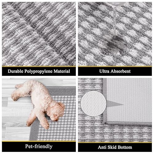 Ileading Long Rugs For Hallway 2'X8' Non Slip Farmhouse Kitchen Floor Mats With Rubber Backing Absorbable Indoor Throw Rugs Machine Washable Grey Decor Carpet For Corridor Petmat Office Entryway #TOP3