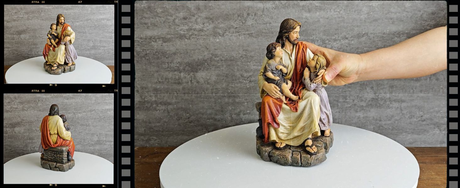 Estatua religiosa de Jesús con niños 8.8 pulg miniatura 7