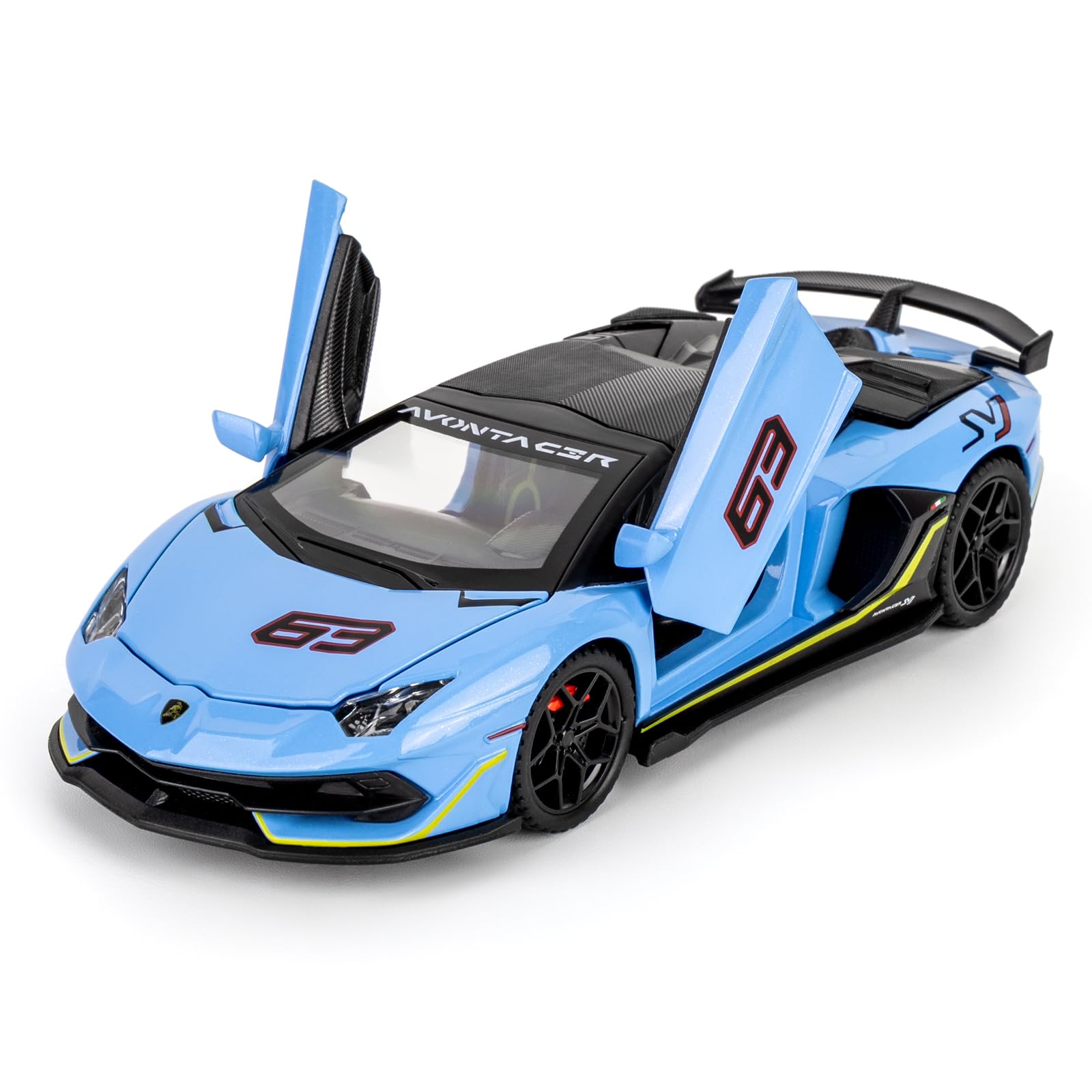 TGRCM-CZ 1/32 Lamborghini SVJ 63 Model Car, Zinc Alloy Pull Back Vehicles Model Car with Sound and Light for Collectors & Kids 3+ Years Old Birthday Gift(Blue)