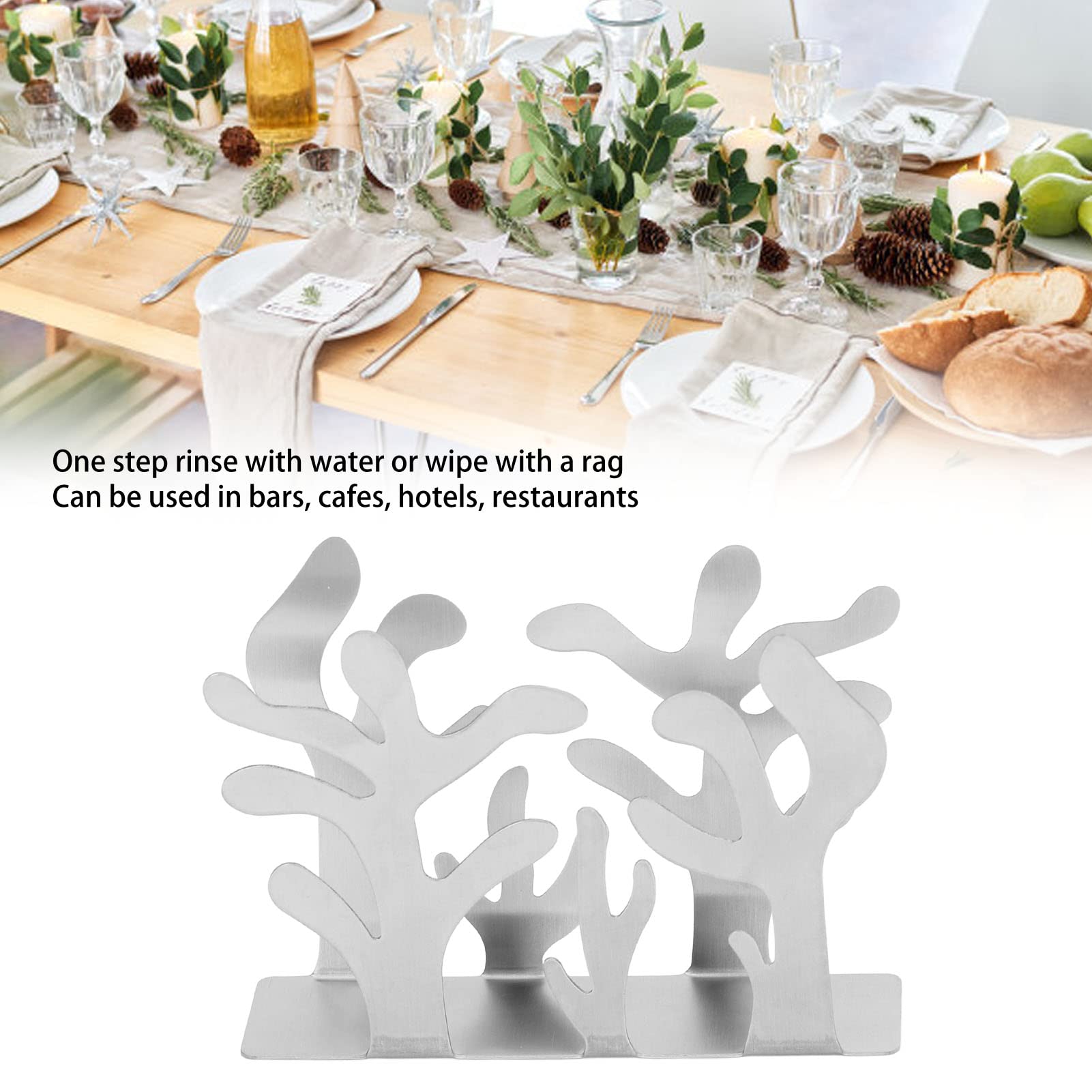 Fdit Portatovaglioli in Acciaio Inossidabile, Design Corallo Moderno per Cucina Bar Ristorante, Argento
