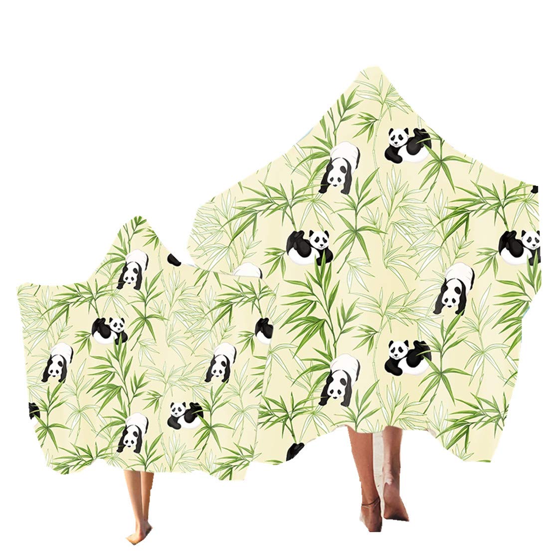 Telo Mare con Cappuccio per Famiglie Genitore-figlio Cambia Accappatoio Poncho Asciugamano da Surf Nuotare Spiaggia Morbido Magro Coperta All'aperto Viaggio (Colorato Tucano,Kid Adult 2pcs
