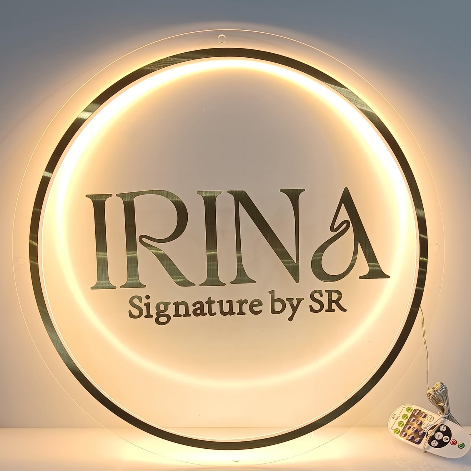 Custom Backlit Neon Sign Logo for Business, Haisic Floating Metallic LED Shop Name Sign Personalized, Large Dimmable Acrylic Light Logo for Nail Spa Beauty Studio Coffee Storefront Home Wall Decor