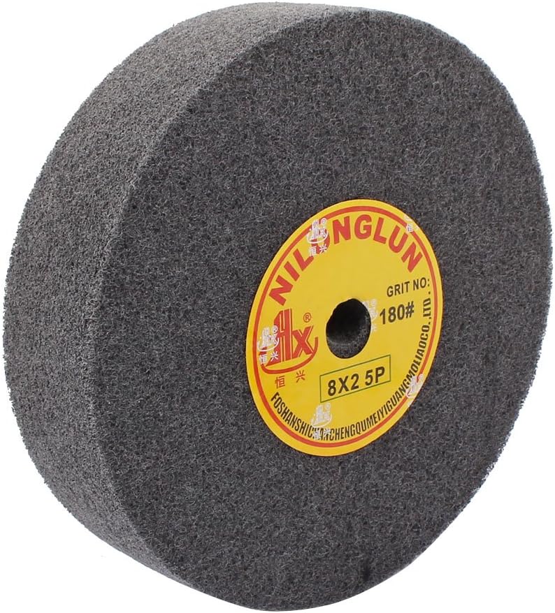 uxcell 8" Dia 2" Thick 5P 180 Grit Nylon Fiber Wheel Abrasive Polishing Buffing Disc Black