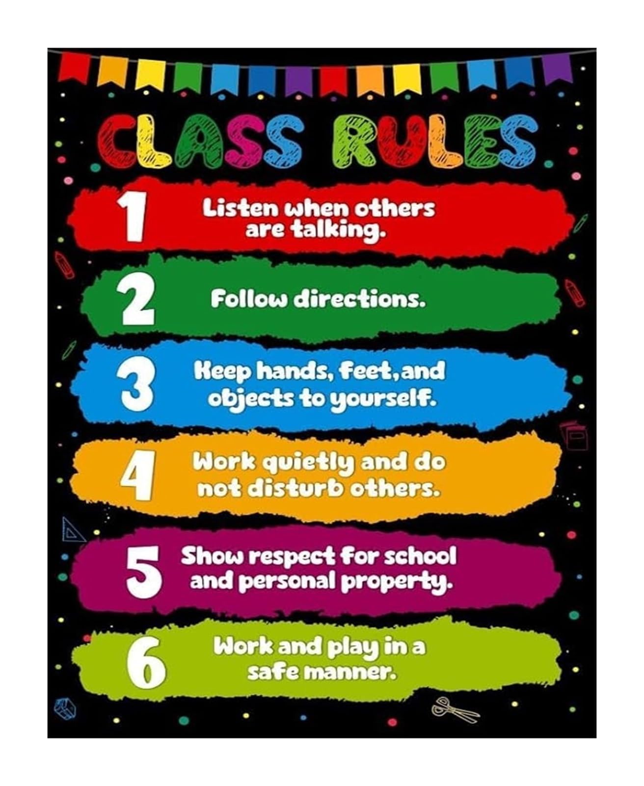 FOPURE Classroom Rules and Behavior Chart Poster Educational Wall Decor for Elementary School Learning Environment(Unframed,12x18inch(30x45cm))