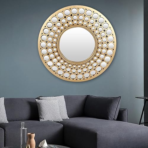 Miniatura 5 de Espejo de baño, espejo de maquillaje, espejo de tocador con marco de metal, espejo de pared, decoración de habitación para sala de estar,