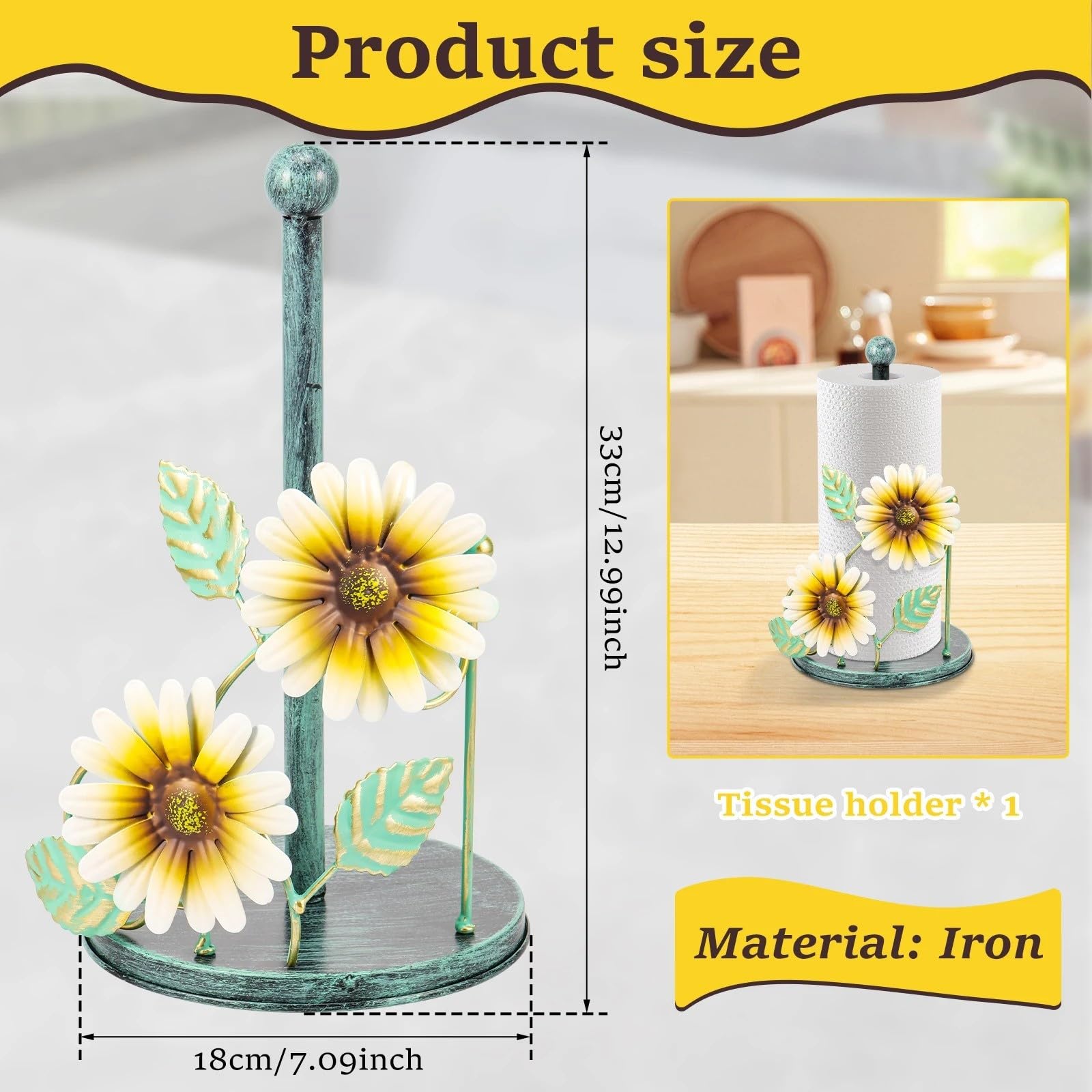 Küchenrollenhalter Sonnenblumen-Eisenrollen-Papierhandtuchhalter