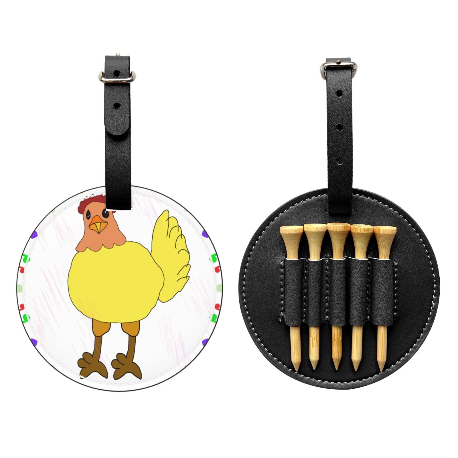 singing hen Black Printed golf tee storage bag - portable design, easy to organize tee