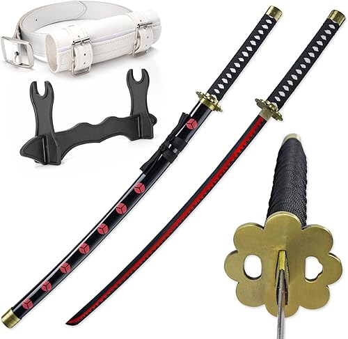 Miniatura 1 de Zisu Espada Roronoa Zoro de acero al carbono, Katana Shusui para colección de cosplay, alrededor de 41 pulgadas en total, espada negra