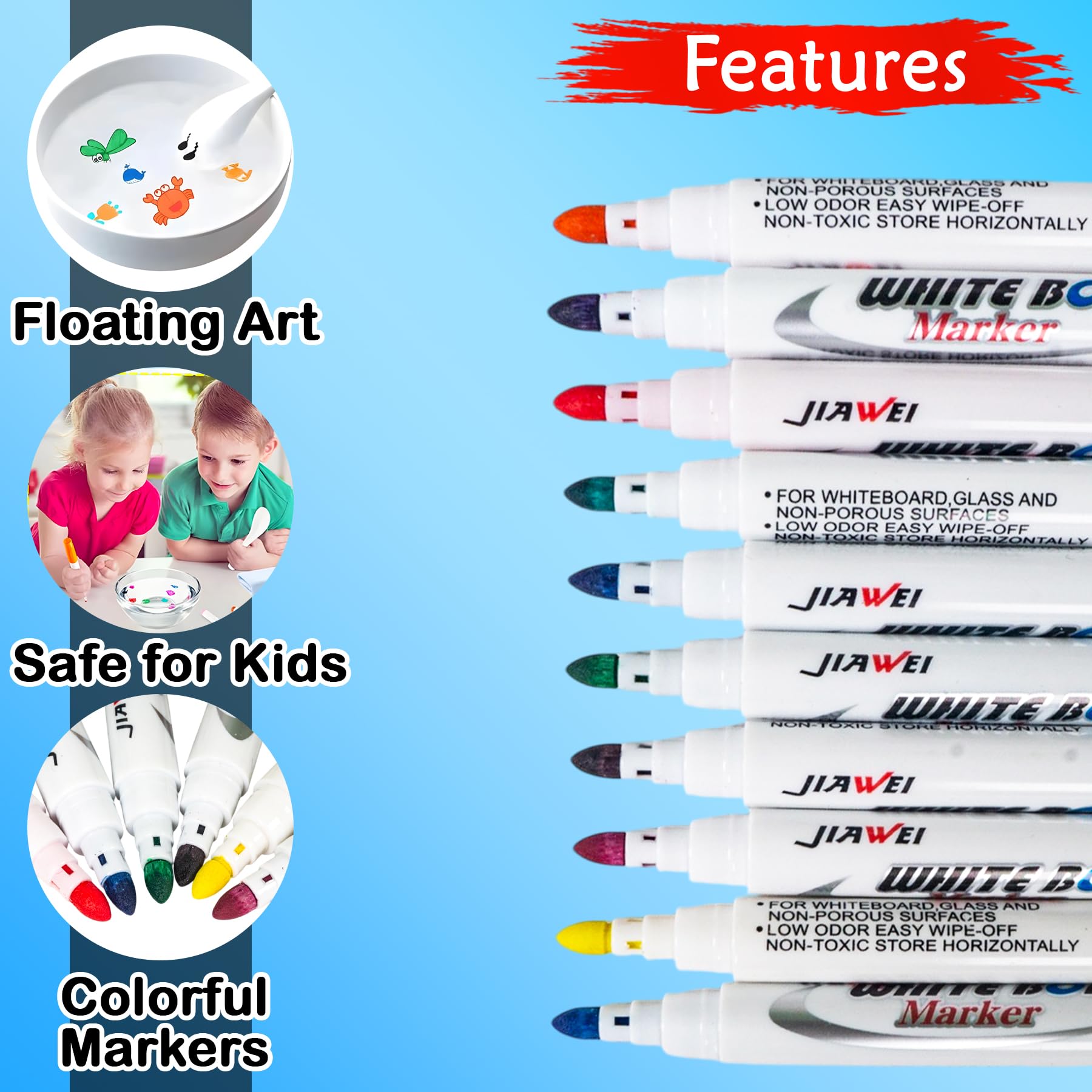 WISHKEY 11 Pcs Magical Water Pens, Floating Ink Marker Pen Set for Kids, Water Drawing Kit with Ceramic Spoon, Water-Based Doodle Markers for Drawing, 8+ Years (Multicolor, Pack of 11) 4