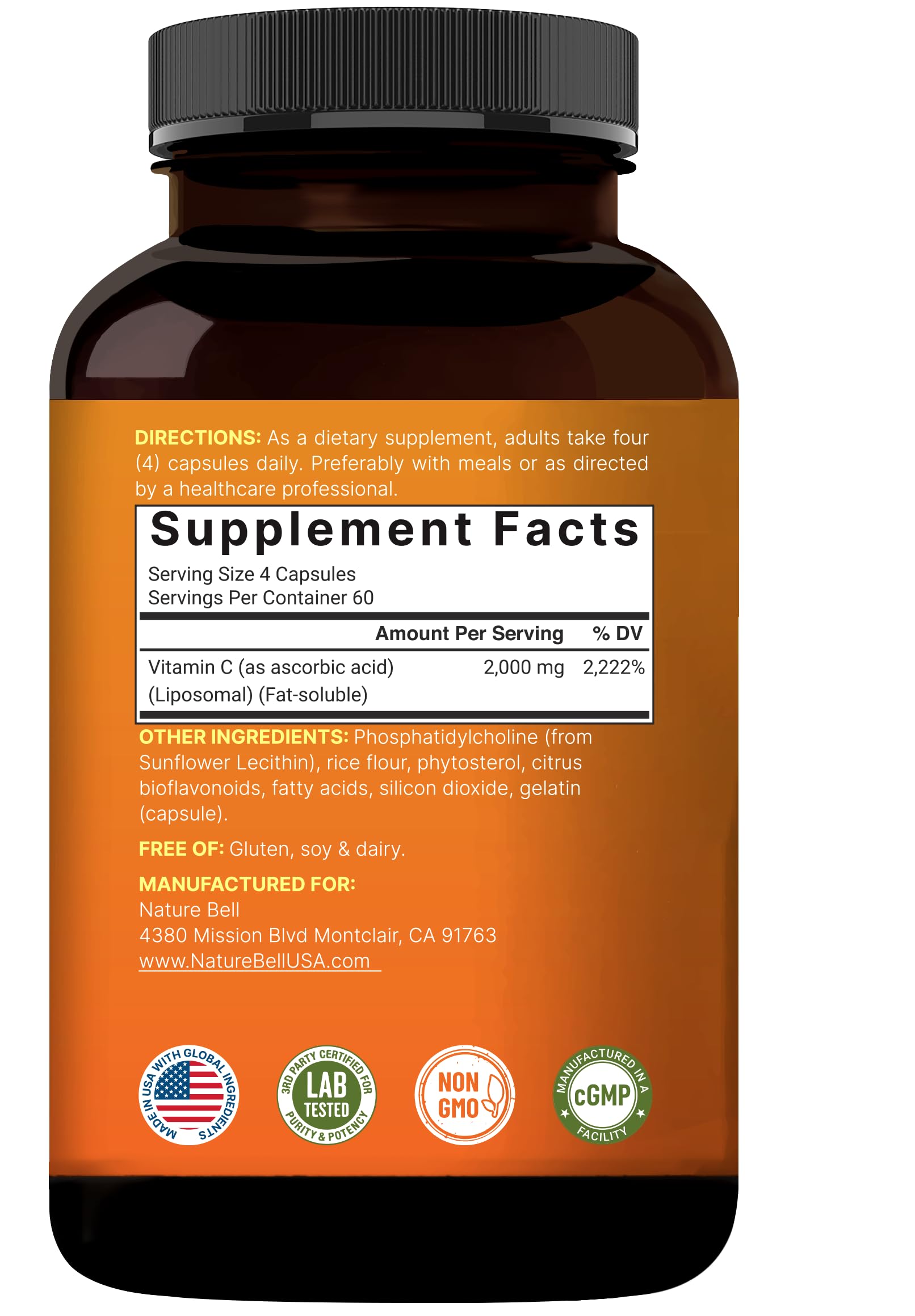 NatureBell Liposomal Vitamin C 2,000mg Per Serving, 240 Capsules — Amazon image 7