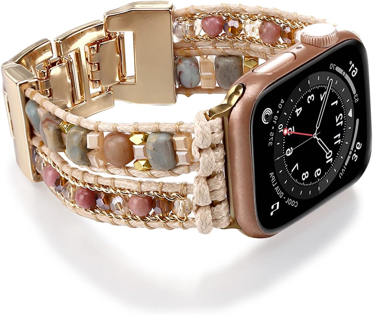 Boho Bracelet Compatible with Apple Watch Band 41mm 40mm 42mm 38mm 49mm 46mm 45mm 44mm Natural Stone Beaded iWatch Band Women Men Apple Watch Strap Ultra Series 11/10/9/8/7/6/5/4/3/2/1/SE 3/Ultra 3