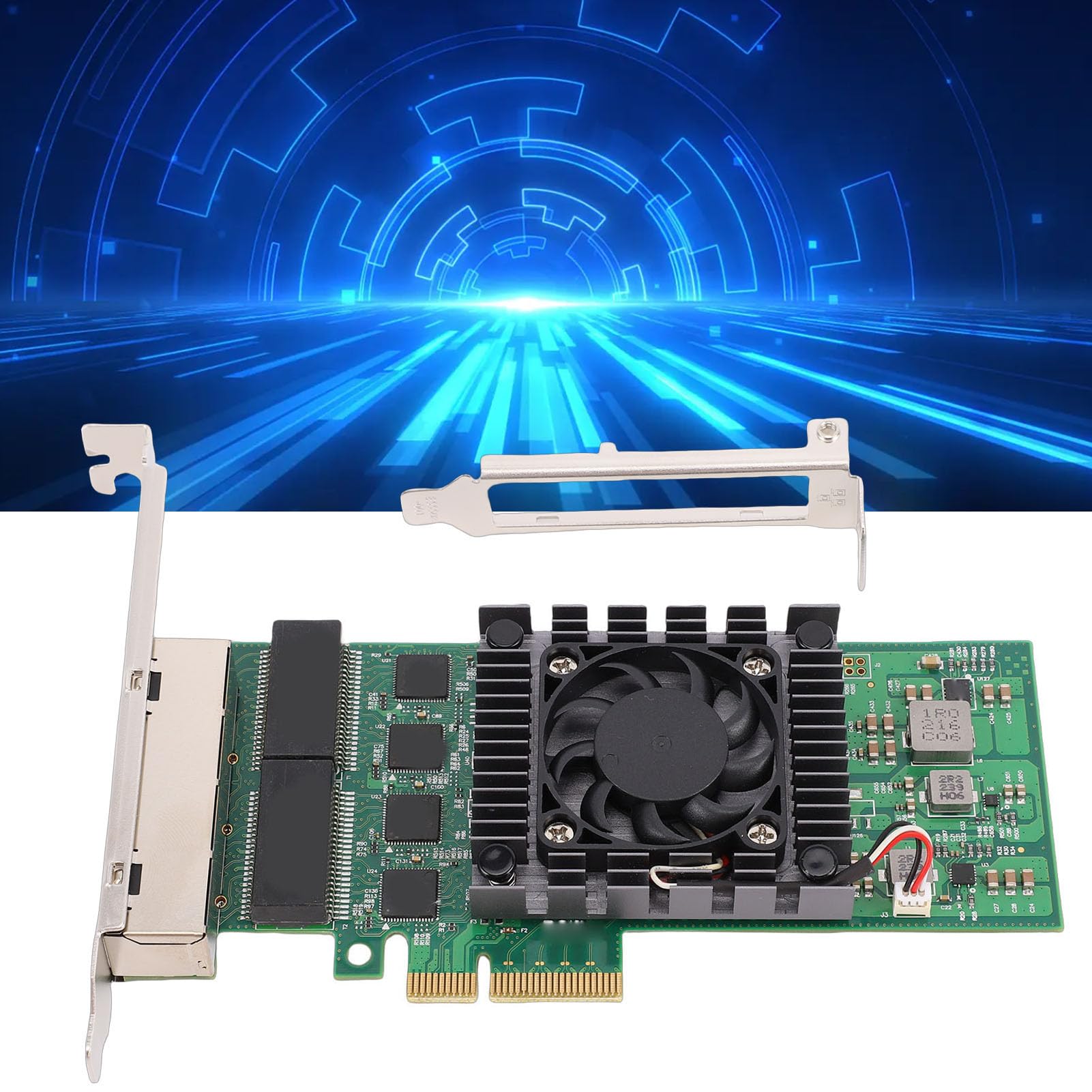 Jectse Scheda di Rete Gigabit Ethernet, NIC RJ45 PCIEX4 di Grado Industriale a 4 Porte con modalità di Risparmio Energetico e Indicatori LED, per Server Desktop