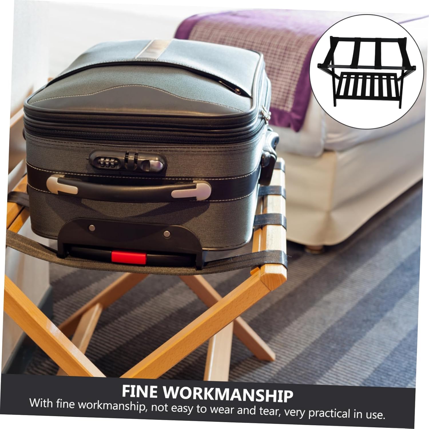 1Pc Solid Multi Baggage Rack Home Storage Shelf for Luggage Shoes Plants Stylish Wooden Organizer for Bedroom Guest Room Use