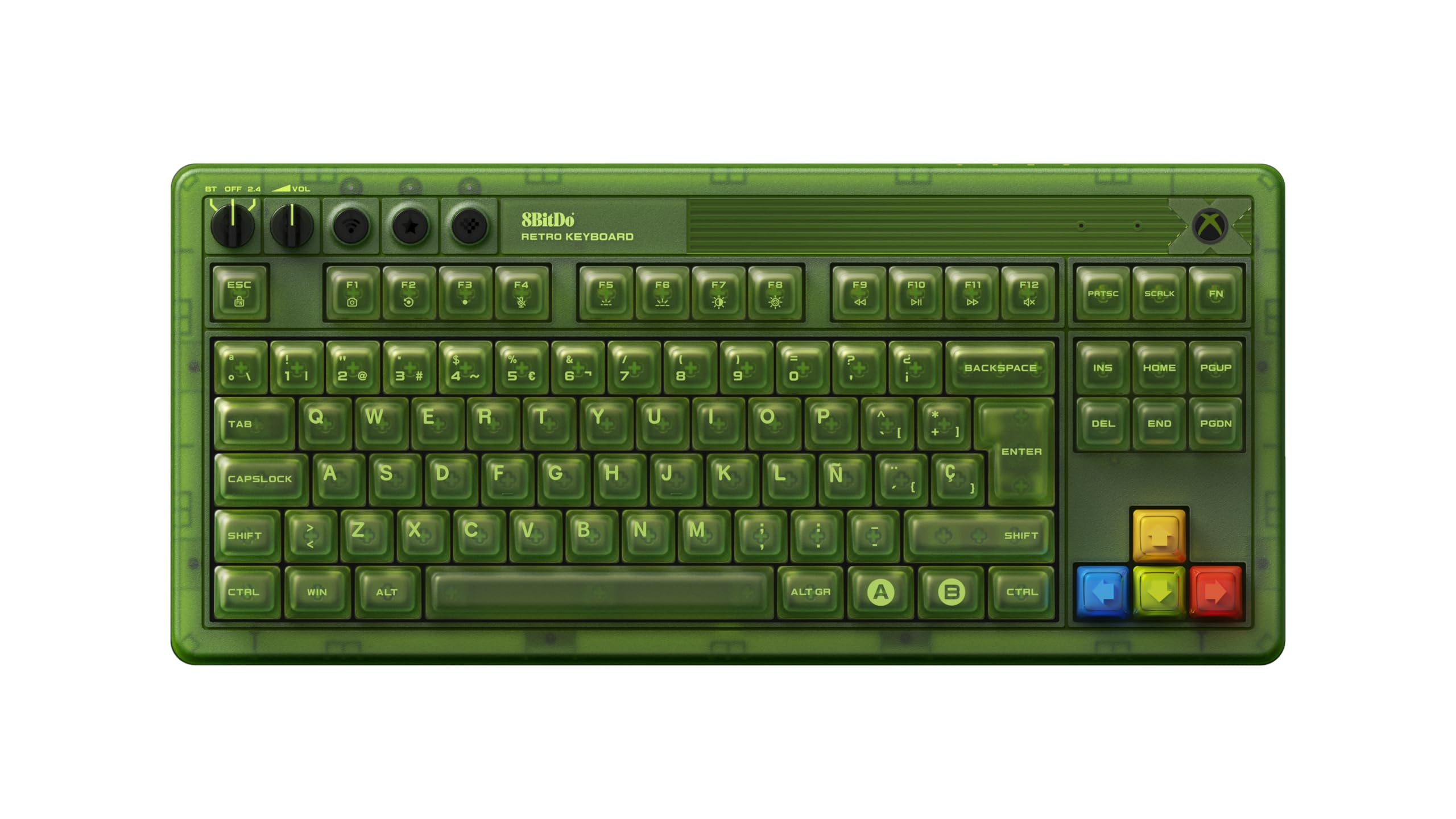 8Bitdo Retro 87 Mechanical Keyboard with RGB Backlight, Bluetooth/2.4G/USB-C Hot Swappable Wireless Gaming Keyboard for Windows and Android - Xbox Edition - Spanish ISO Layout