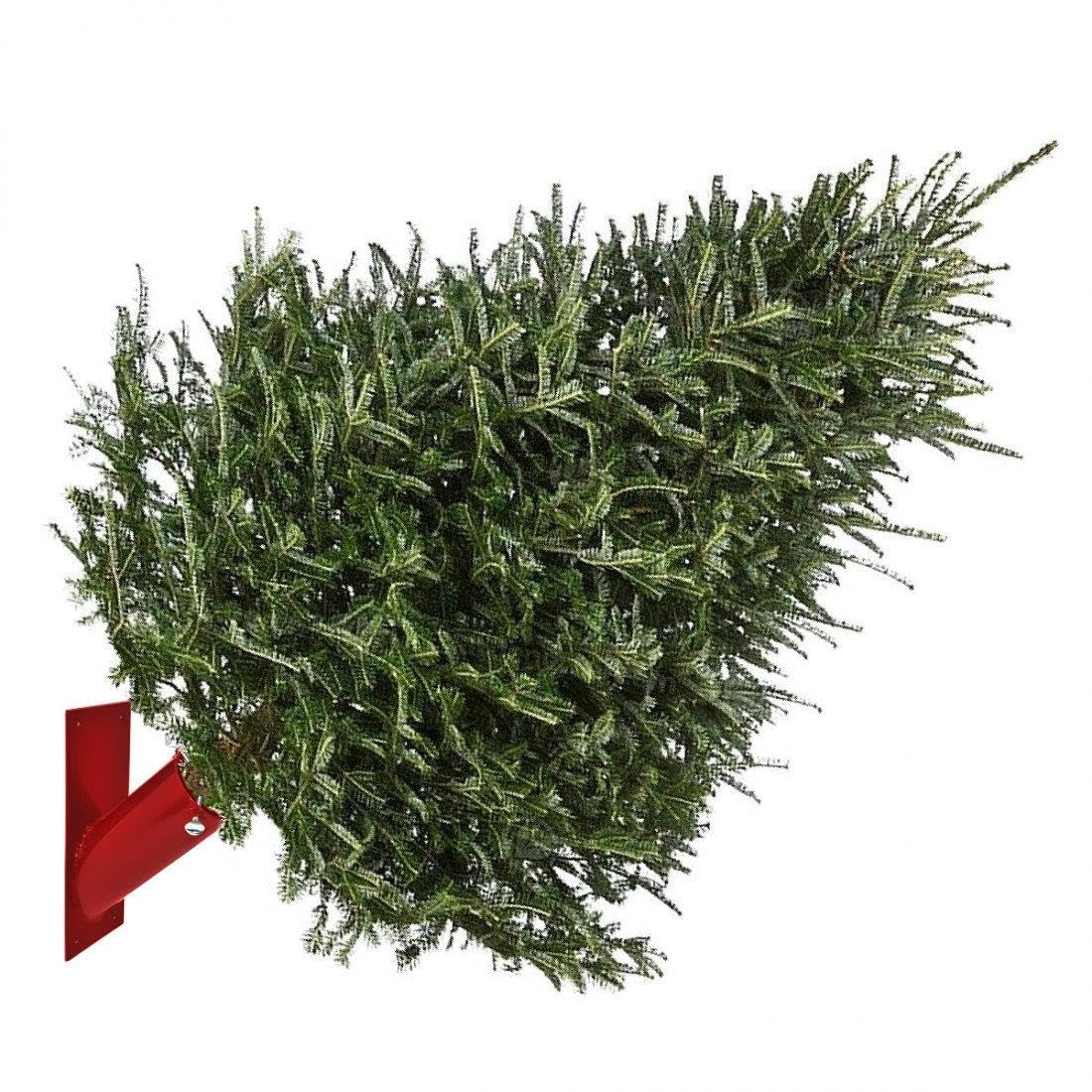 Wall Mounted Christmas Tree Stand Holder Flag Pole Bracket Metal Real Tree NH Red