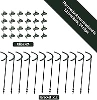 Vista 6 de 12 Pack Plant Support Stakes with 24 Pcs Clips, Half Round Ring Plastic Cage Holder Flower Pot Climbing Trellis for Small Vegetable,Indoor Plants
