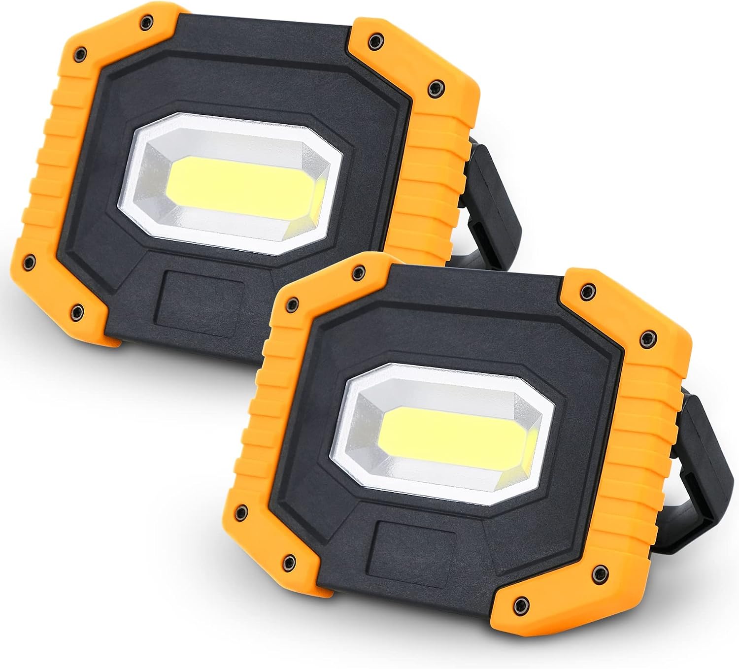 T-SUN LED Work Light COB 30W 2000LM, Rechargeable Portable Waterproof Super Bright Battery Powered Job Site Lighting Built in Power Bank for Outdoor Camping Hiking Car Repairing Emergency (2 Pack)
