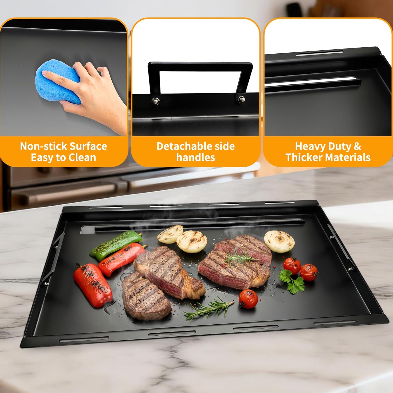 Full-Size Grill Griddle Replacemnet For Broil-Mate and Broil King Baron 540,590 590-S,9235-24,31.1 inch Large Griddle Replace for Huntington Grill Parts